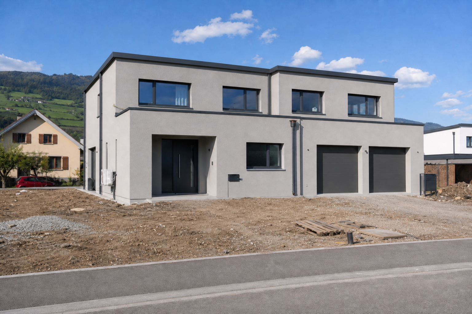 Vorher: Neubau ohne Gartenanlage